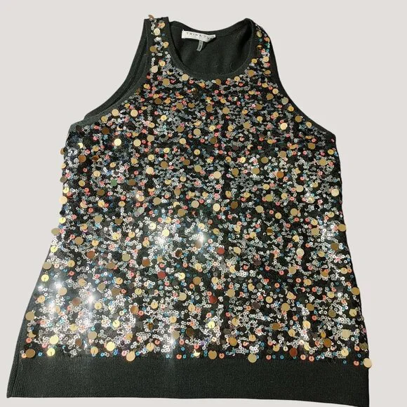 Trina Turk Womens Sequin-Embellished Merino Wool Knit Tank Top Large - Picture 4 of 12